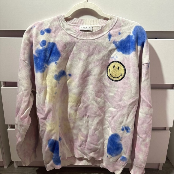 sandro paris tie dye smiley crewneck - Picture 1 of 4